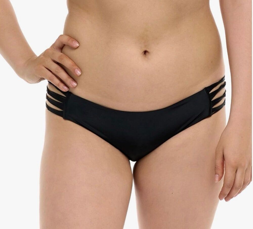 Body Glove Ruby Low-Rise Multi Loop Swim Bottom Size M Black New With Tags